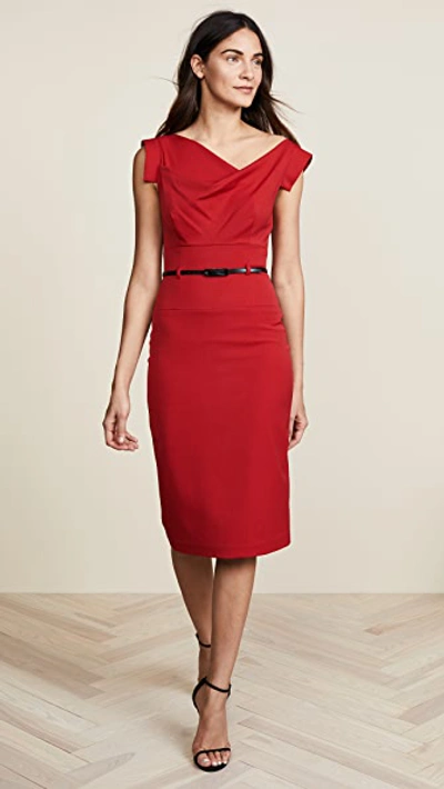 BLACK HALO JACKIE O BELTED DRESS RED,BLACK30015