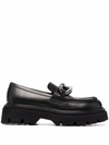 Casadei Chain-detail Chunky Leather Loafers In Black