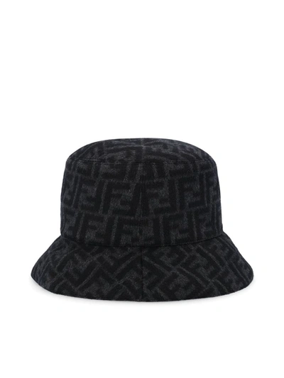 Fendi Monogram-print Wool Bucket Hat In Black