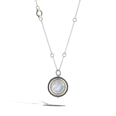 John Hardy 18k Yellow Gold & Sterling Silver Dot Moon Door Multi-gemstone Spin Pendant Necklace, 28-30 In White Mother Of Pearl