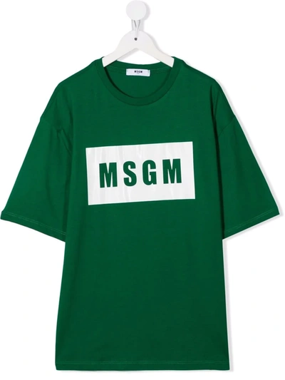 Msgm Teen Logo-print Short-sleeved T-shirt In Green