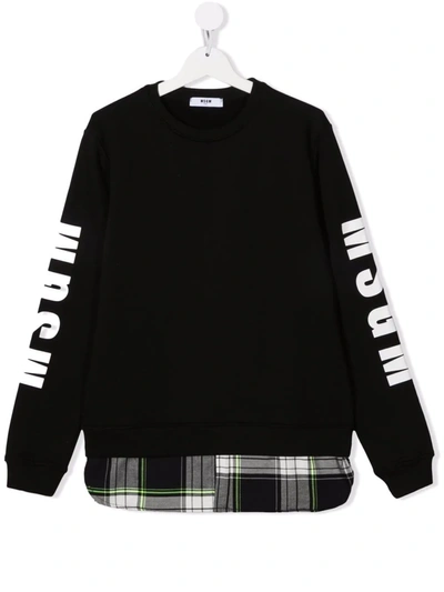 Msgm Kids' Logo-print Crew Neck Sweatshirt In '110'