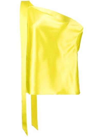 Michelle Mason Silk Off The Shoulder Top In Yellow