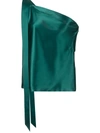 Michelle Mason Silk Off-shoulder Draped Top In Blue
