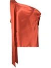 Michelle Mason Silk Off-shoulder Top In Orange