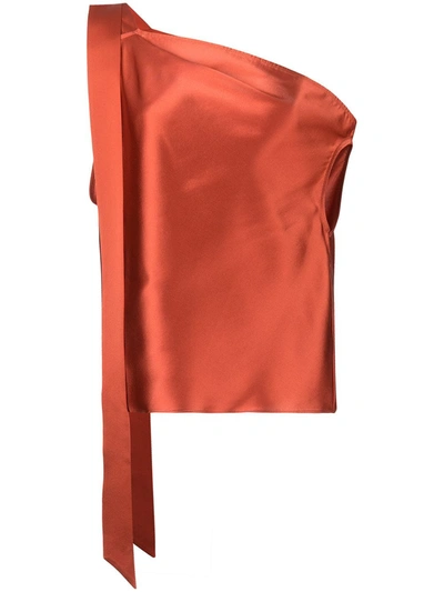 Michelle Mason Silk Off-shoulder Top In Orange