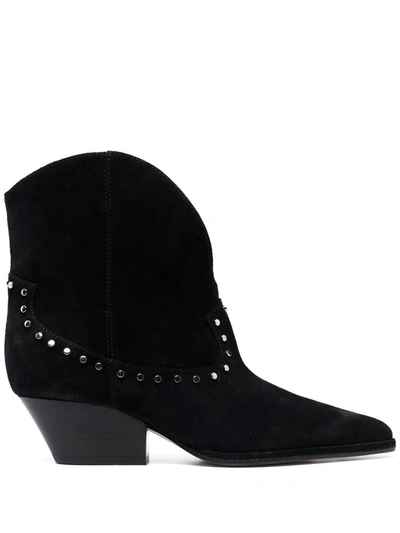 Sergio Rossi Studded Suede Boots In Black