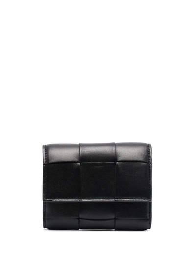 Bottega Veneta Intrecciato Tri-fold Mini Wallet In Black