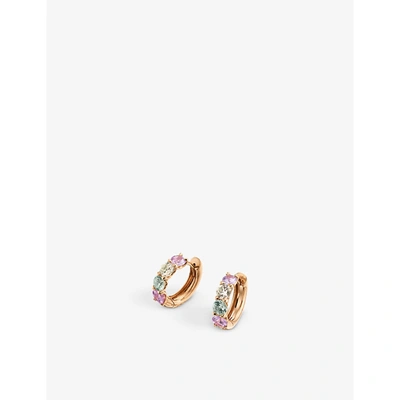 Bucherer Fine Jewellery Pastello 18ct Rose-gold And 2.15ct Round-cut Sapphire Hoop Earrings In Rose Gold
