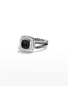 David Yurman Petite Albion Ring With Diamonds In Onyx