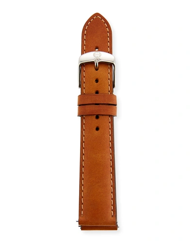 Michele 18mm Leather Watch Strap In Light Brown