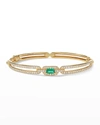 DAVID YURMAN 7MM STAX SINGLE-LINK BRACELET WITH EMERALD AND DIAMONDS IN 18K YELLOW GOLD,PROD246510036