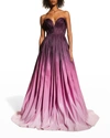 PAMELLA ROLAND STRAPLESS OMBRE FAILLE BALL GOWN,PROD246060048