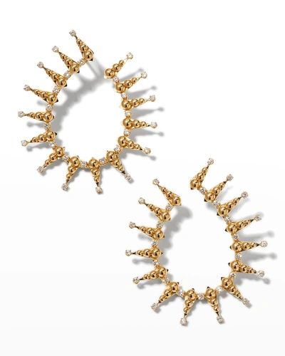 Fern Freeman Jewelry 18k Granulated Diamond Spike U-earrings