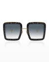 Anna-karin Karlsson Beaming Sky Swarovski Square Acetate Sunglasses In Black Crystal