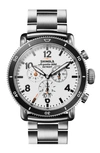 Shinola Silver Runwell Sport Chronograph 'the White Hurricane' 48 Mm Watch In White
