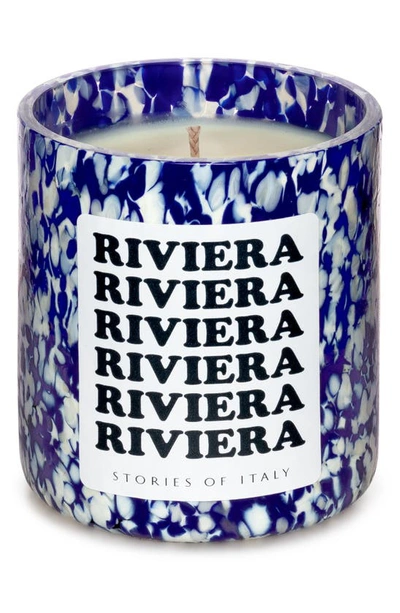 Stories Of Italy Macchia Su Macchia Riviera Candle In Ivory,blue