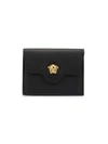 Versace Medusa Leather Accordion Card Case In Black Gold