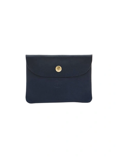 Il Bisonte Envelope Leather Card Case In Blue