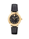 VERSACE GRECA ICON IP YELLOW GOLD LEATHER STRAP WATCH,400014824516