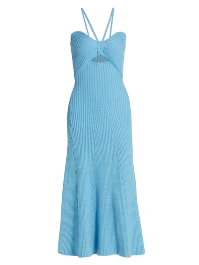 Anna Quan Galina Rib-knit Dress In Blue