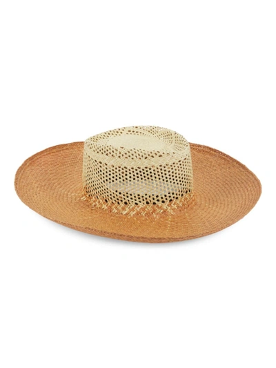 Freya Eclipse Woven Straw Panama Hat In Butterscotch