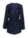 Free People Christa Navy Wrap-effect Sequin Playsuit In Blue