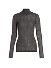 Rag & Bone Lexi Semisheer Cotton Blend Rib Turtleneck Top In Black