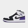 Nike Jordan Air Retro 1 Mid Se Casual Shoes In White/court Purple/black/particle Grey