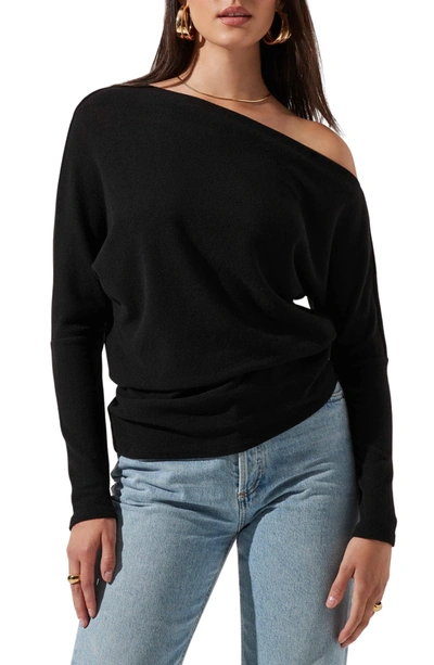 Astr Off The Shoulder Long Sleeve Sweater In Black