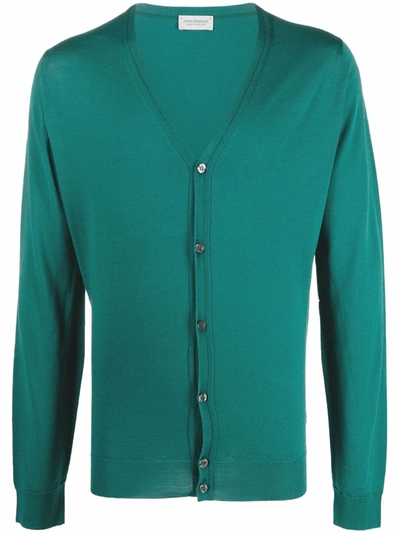John Smedley Petworth Fine Knit Cardigan In Green