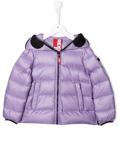 Ai Riders On The Storm Young Kids' Zip-up Hooded Down Coat In Purple
