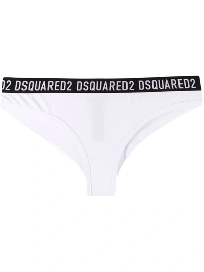 Dsquared2 Logo-waist Cotton Briefs In White