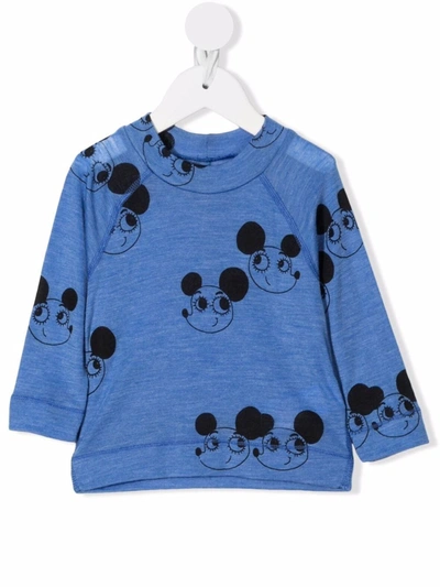 Mini Rodini Babies' Mouse Print T-shirt In Blue