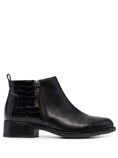 Geox Resia Leather Boots In Black