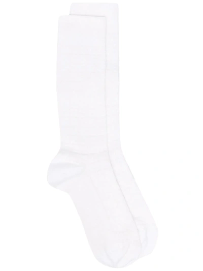 Givenchy Ribbed-trim Ankle-length Socks In White