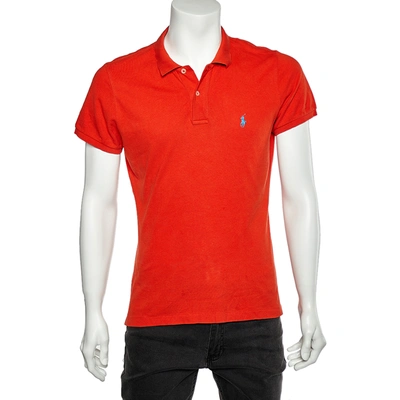 Pre-owned Polo Ralph Lauren Orange Cotton Pique Skinny Polo T-shirt Xl