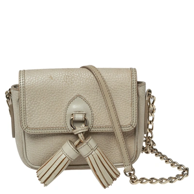 Pre-owned Burberry Beige Leather Tassel Crossbody Bag