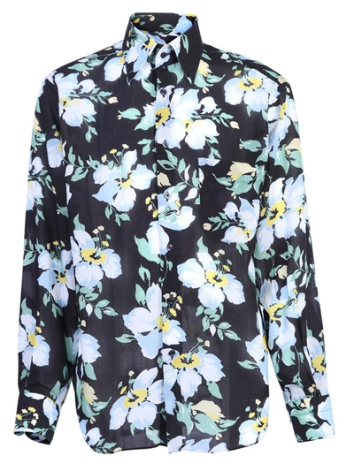 Tom Ford Floral-print Long-sleeve Shirt In Multi