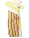 Burberry Flag And Animal Print Silk Asymmetric Dress In Neutrals