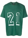 Just Don Green 21 Graphic-print Cotton T-shirt In Green