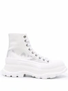 Alexander Mcqueen Logo Tread Slick Ankle Boots In White