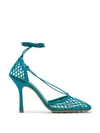 Bottega Veneta Mesh And Nappa Leather Stretch Sandal Blaster In Blue