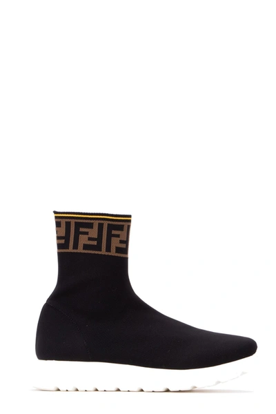 Fendi Teen Black Ff Motif Sock Sneakers