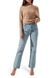 Astr Off The Shoulder Long Sleeve Sweater In Tan