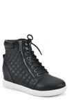 White Mountain Unreal Quilted High Top Sneaker In Black/smooth