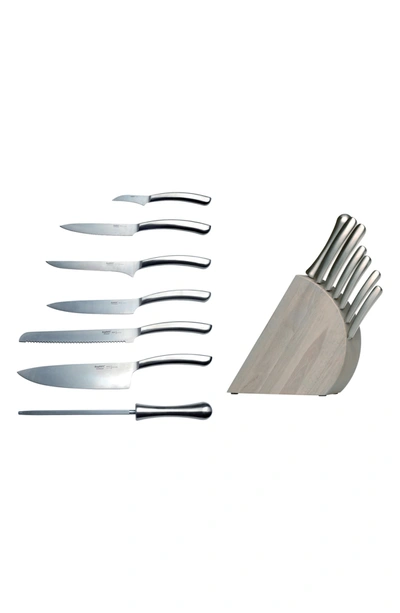 Berghoff International Silver Essentials Concavo 8-piece Knife Block In Stainless Steel