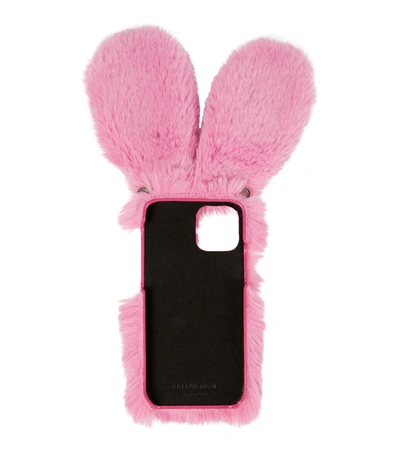 Balenciaga Bunny Faux Fur Phone Case In Rose