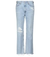 Citizens Of Humanity + Net Sustain Daphne Cropped Distressed High-rise Straight-leg Jeans In Navarro