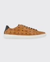 Mcm Logo Print Low Top Sneakers In Cognac